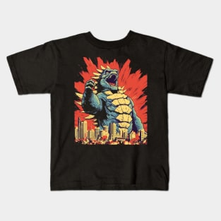 Godzilla Kaiju Retro Style in The City Kids T-Shirt